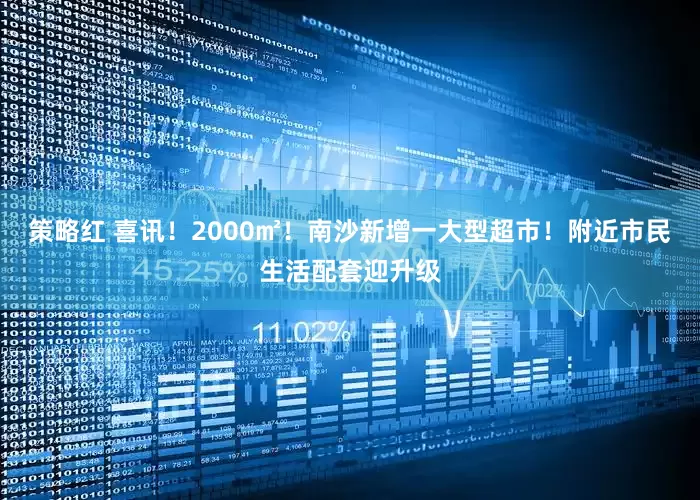 策略红 喜讯!2000㎡!南沙新增一大型超市!附近市民生活配套迎升级